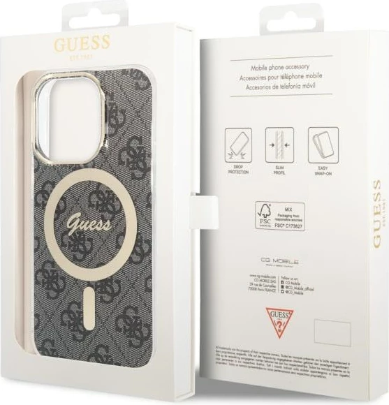 Mbështjellës Guess 4G MagSafe për iPhone 14 Pro, i zi