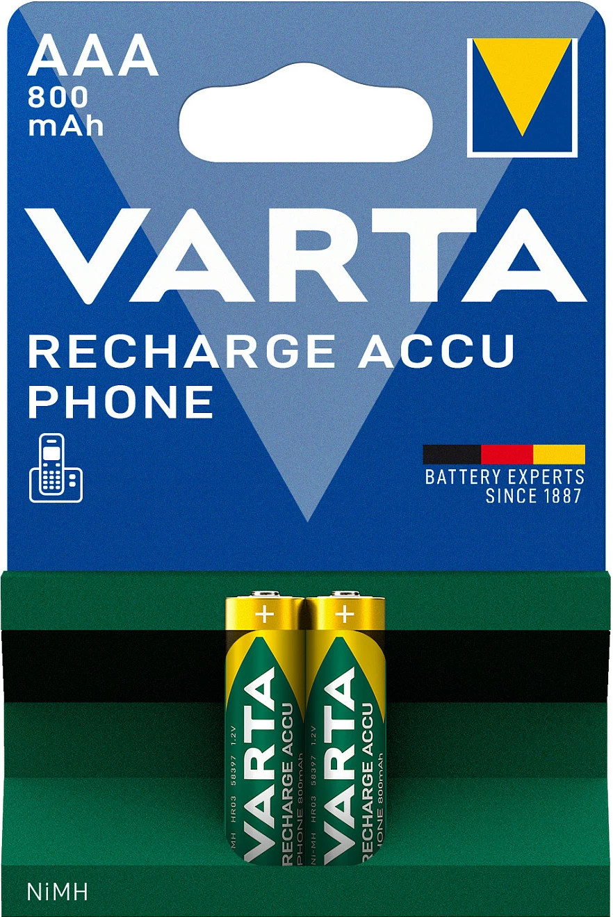 Bateri të rikarikueshme Varta T398B AAA 800 mAh 1.2 V, 2 copë, ari/jeshile