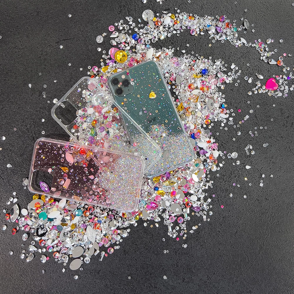 Mbështjellës Wozinsky Star Glitter për iPhone 12 mini, zi/argjendtë
