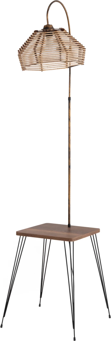 Llambë dyshemeje me sipërfaqe tavoline, ngjyrë arre-rërë bezhë, FH7949.01, 40x40x173H cm