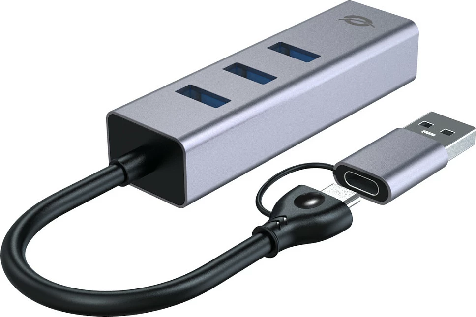 Adapter rrjeti Conceptronic ABBY25G, USB-C/USB-A në Gigabit Ethernet, hub 3x USB-A, gri
