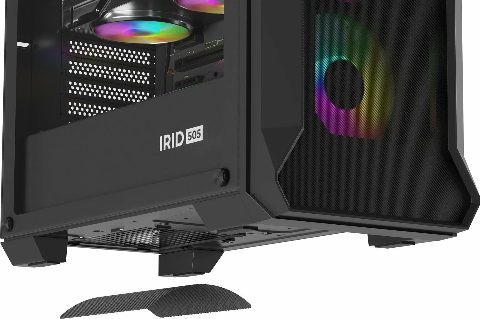 Kasë GENESIS Irid 505 ARGB V2 NPC-1518 Midi Tower ATX/Micro ATX/Mini-ITX, 4x120mm ARGB fan, xham i kalitur, e zezë