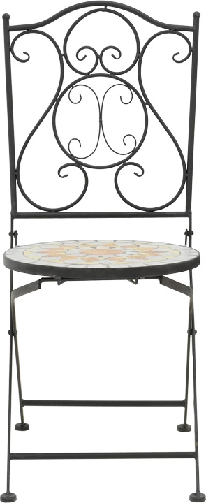 Set tavoline me karrige për terasë, mozaik, metal i zi, 3 pjesë