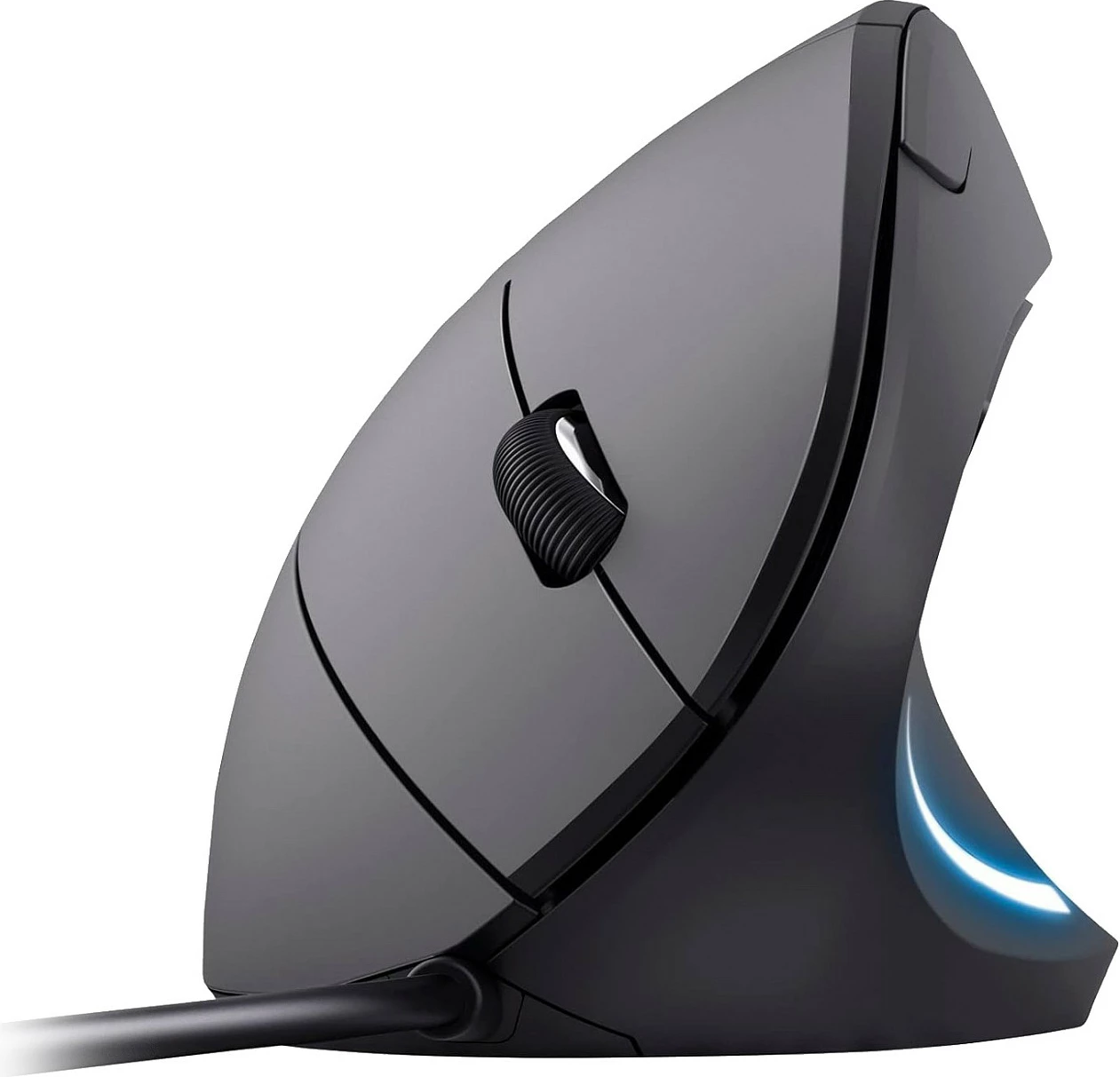 Maus vertikal me kabllo EQUIP 245118, USB-A, optik, 3200 DPI, djathtas, i zi me dritë blu
