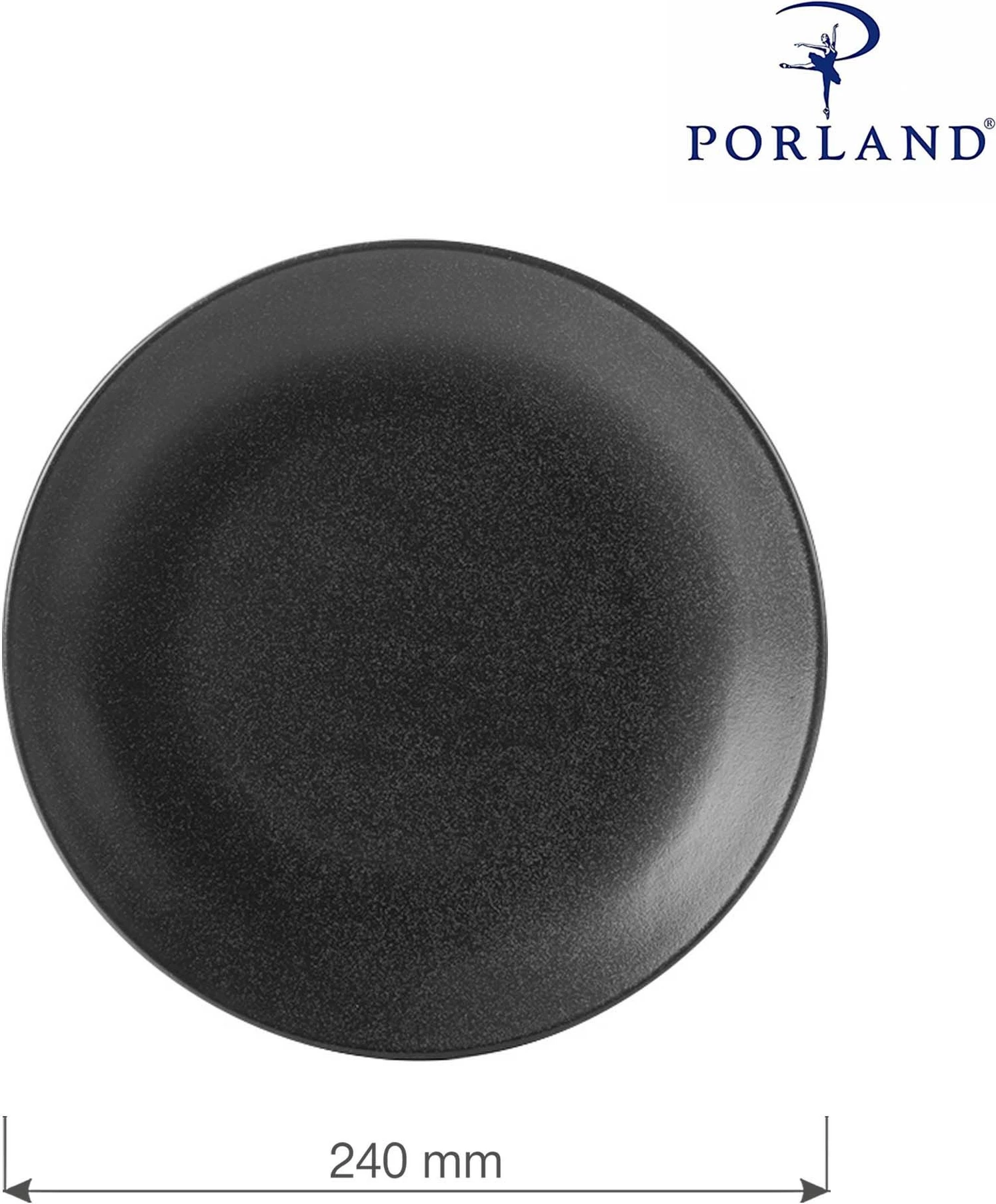 Pjatë e sheshtë Porland Seasons Coal Ø240 mm, e zezë, set 6 copë