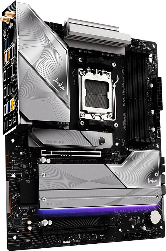 Pllakë amë ASRock X870 LiveMixer WiFi, Socket AM5, DDR5, ATX, Wi‑Fi 7, e zezë/argjendtë