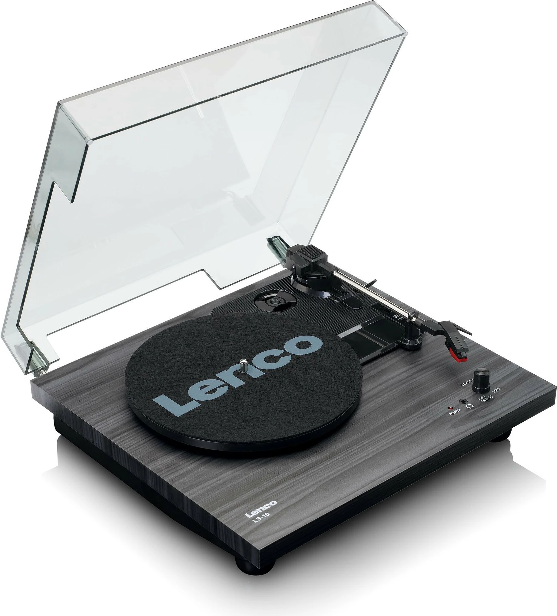 Gramafon Lenco LS-10WD me altoparlantë, bardhë/druri