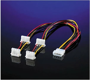Kabllo ndarëse energjie ROLINE Molex 4-pin, 1x mashkull në 4x femër, 0.45 m, 90°, multikolor