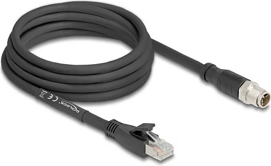 Kabll Ethernet DeLOCK 80580, Cat5e S/FTP, 3m, M12 në RJ-45, i zi