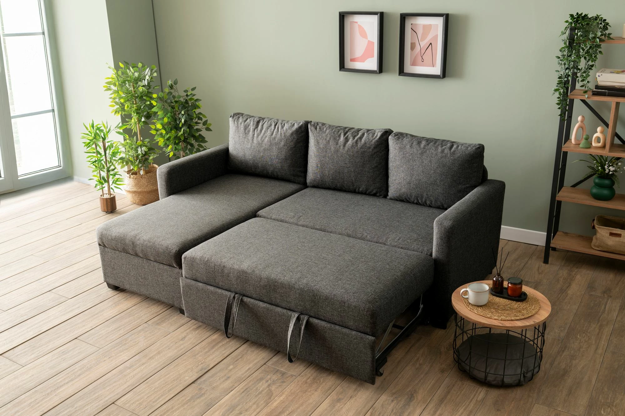 Kënd-sofë krevate Atelier del Sofa, ngjyrë gri e errët