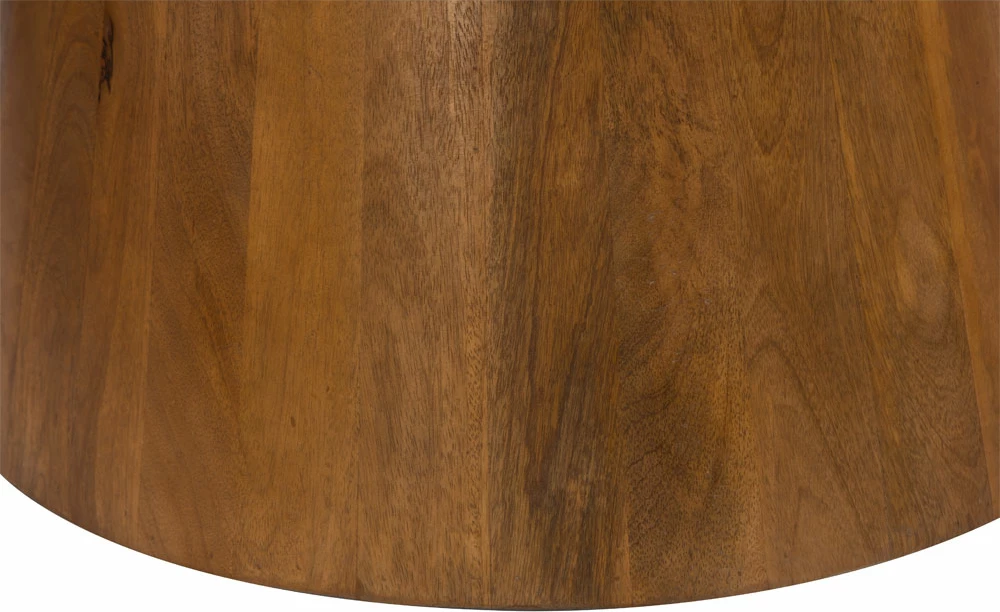 Tavolinë CESARE, mermer i bardhë, këmbë dru mango, 130x130x77cm