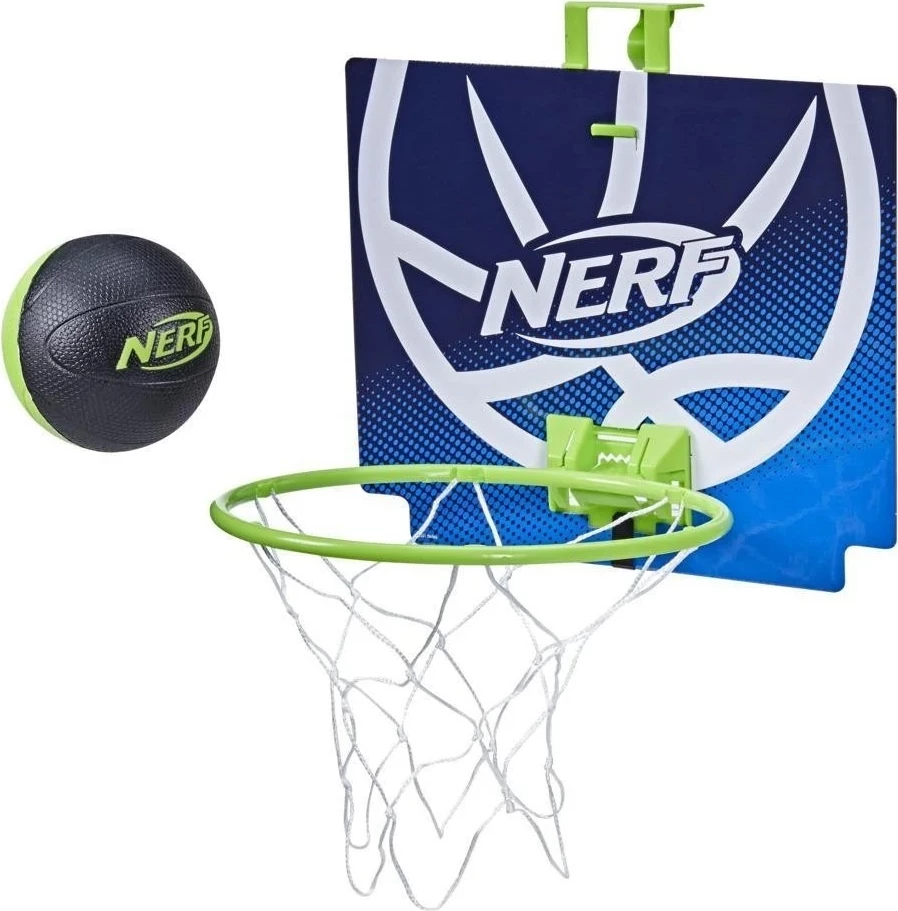 Set kosh basketbolli mini Nerf OOP, top shkumë 10 cm, për derë, gjelbër