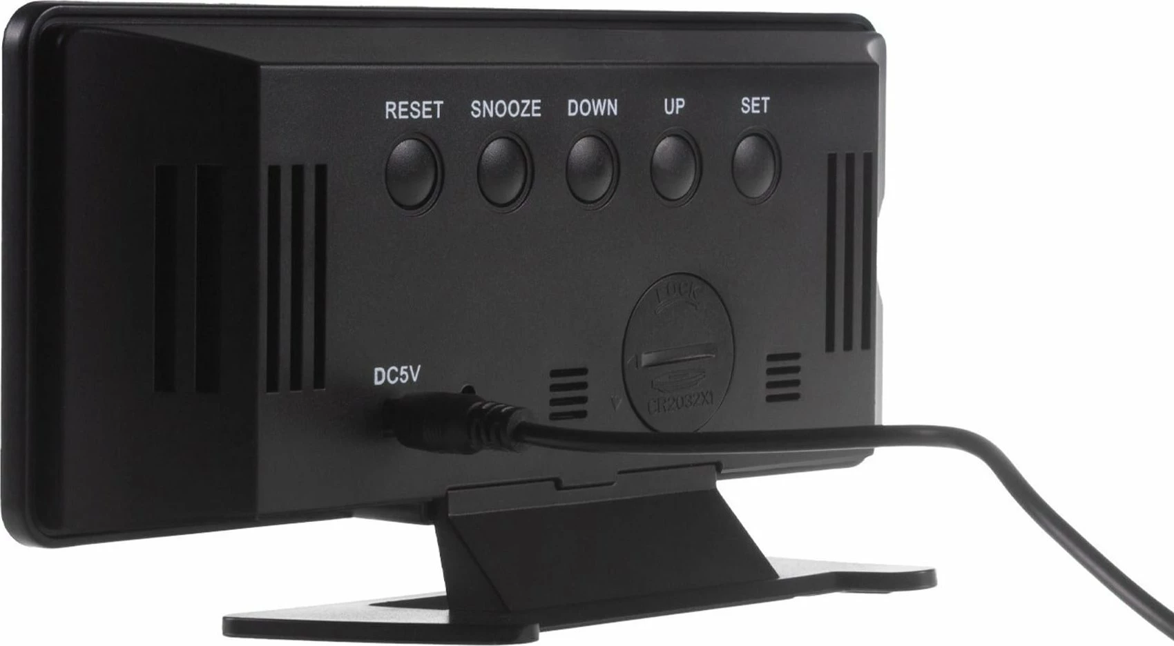 Orë digjitale me alarm GreenBlue GB395, me termometër dhe higrometër, USB-C, e zezë