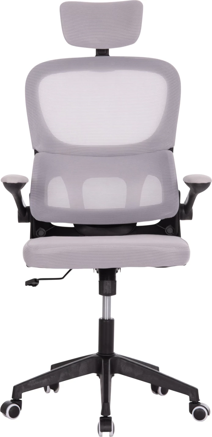 Karrige zyre Baston, material rrjete gri, kornizë PP e zezë, FH18236.02, 64x60x127cm