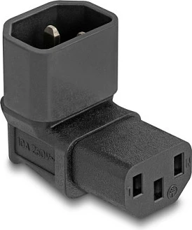 Adapter rryme DeLOCK IEC 60320 C14 në C13, 90°, 10A, 250V, i zi