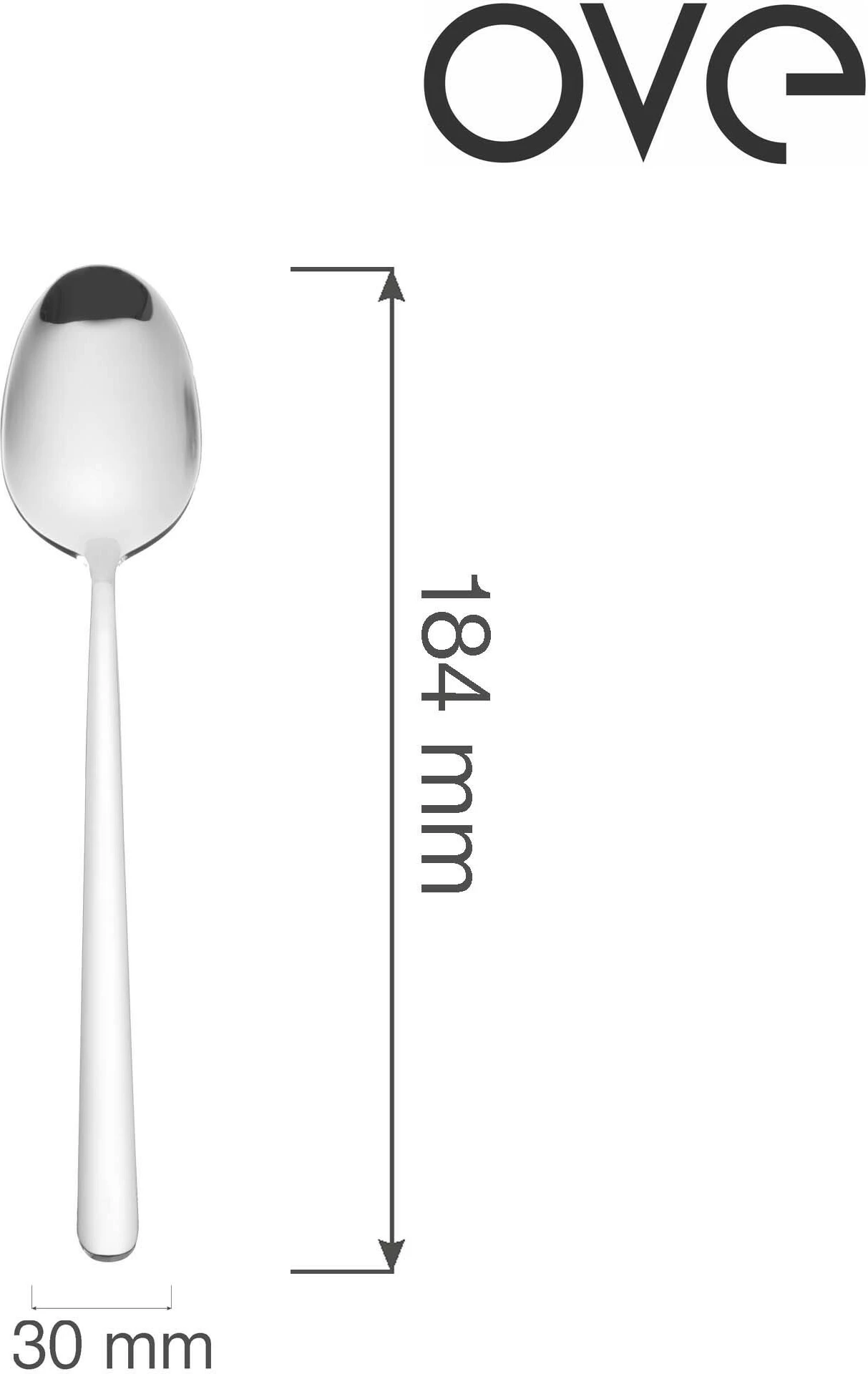 Lugë ëmbëlsire OVE Amarone 184 mm, argjend, set 12 copë