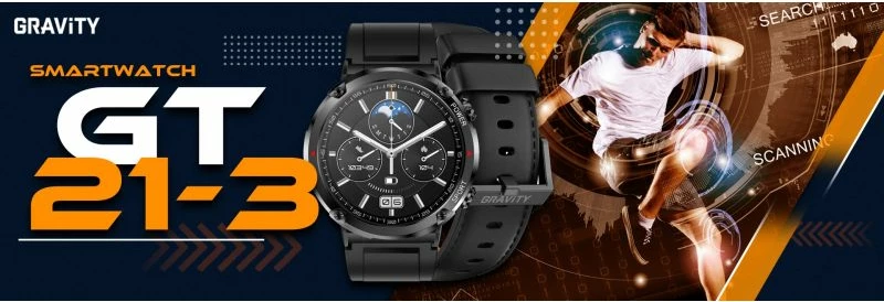 Smartwatch Gravity për meshkuj, e zezë