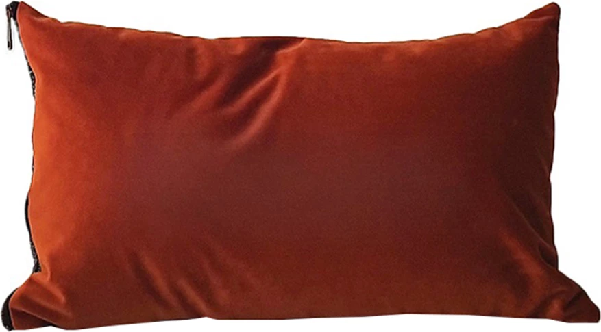 Jastëk dekorativ Tuil, kadife-lino, ngjyrë antracit dhe kafe e kuqe, 30x50cm