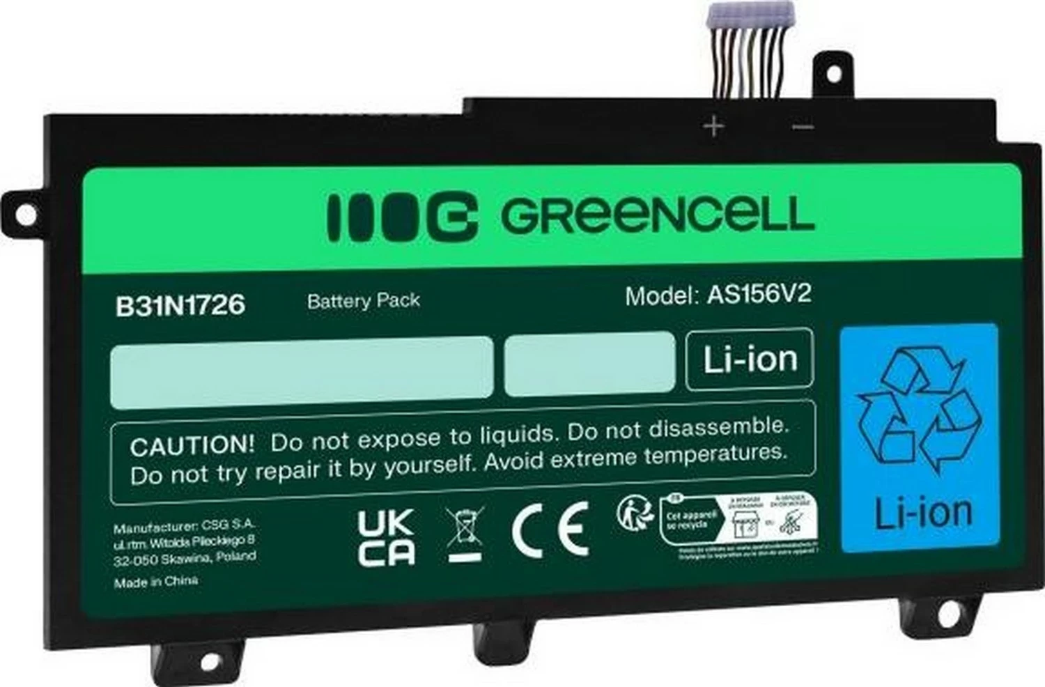 Bateri Green Cell B31N1726 për Asus TUF Gaming, 3100mAh, e zezë