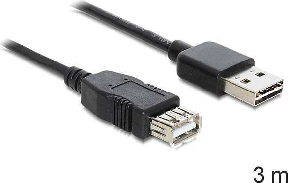 Kabllo USB zgjatëse DeLOCK EASY-USB 2.0 A, 3m, e zezë