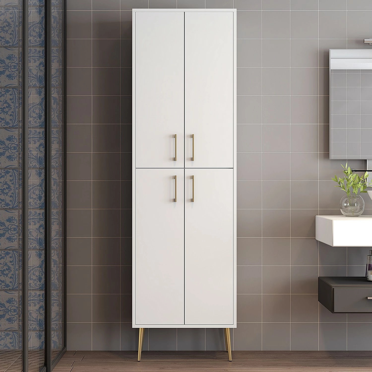 Dollap shumëpërdorimësh Hanah Home, Berlin A, i bardhë dhe ari