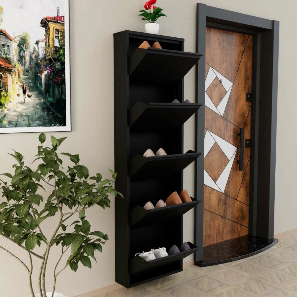Dollap këpucësh Skye Decor, 5 pjesë, metal, i zi