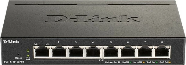Switch i menaxhueshëm, D-Link DGS-1100-08PV2, 8x Gigabit PoE, desktop, pa ventilator