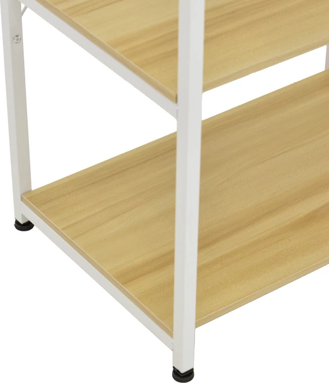 Raft në këmbë Depo, metal i bardhë-MDF, hije natyrale, 60x40x120cm