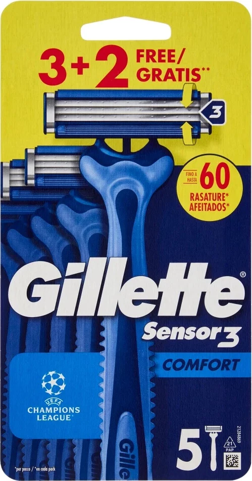 Brisqe njëpërdorimshe për meshkuj Gillette Sensor3 Comfort, 5 copë