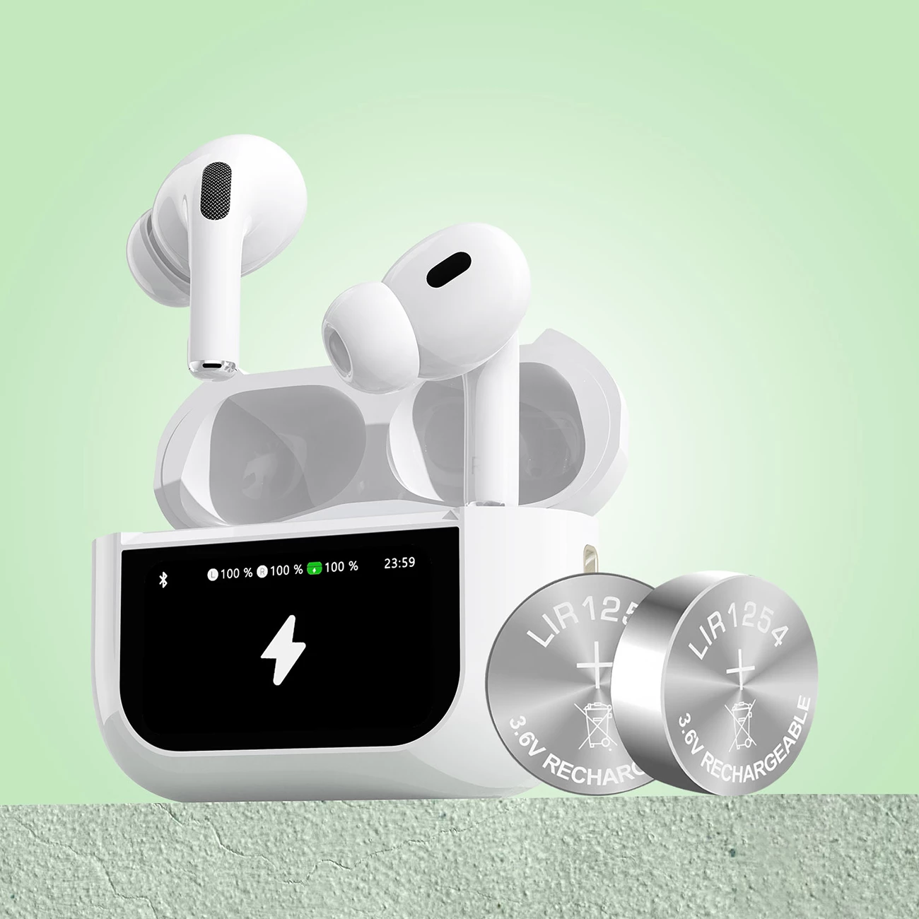 Kufje Dudao U19 TWS, Bluetooth 5.3, ANC, me ekran LED, të bardha