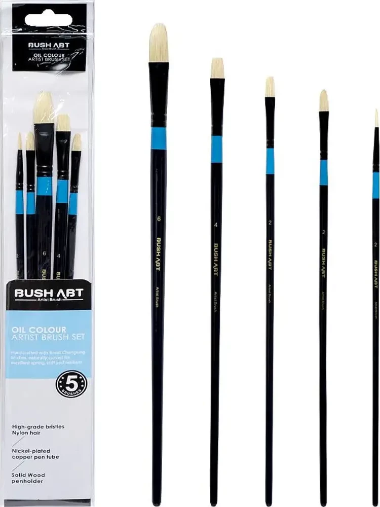 Set Furçash për Pikturë me Vaj – 5 Copë