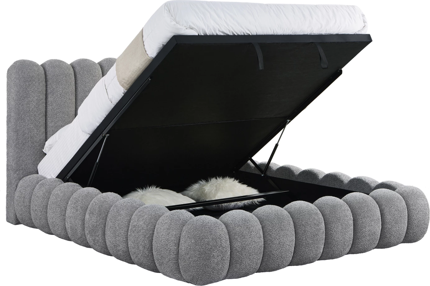 Krevat dopio me hapësirë për depo, BUBBLE CD727.01, stof CHENILLE gri, dyshek 160x200cm