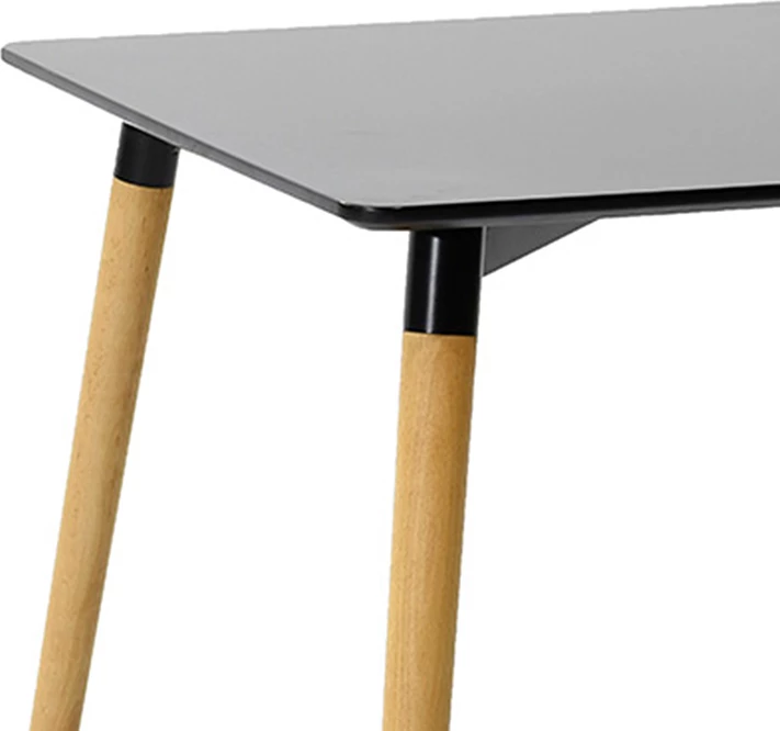 Tavolinë ngrënieje Natali, sipërfaqe MDF, këmbë natyrale, e zezë, 80x80x76cm