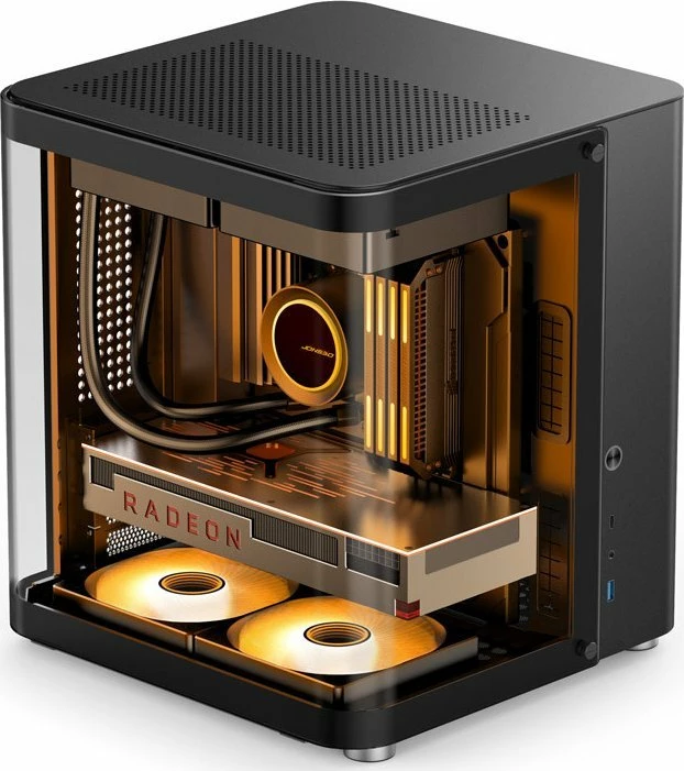 Kasë Jonsbo TK-1 2.0 mini tower Micro-ATX/Mini-ITX, tempered glass, USB-C, pa furnizim, e zezë