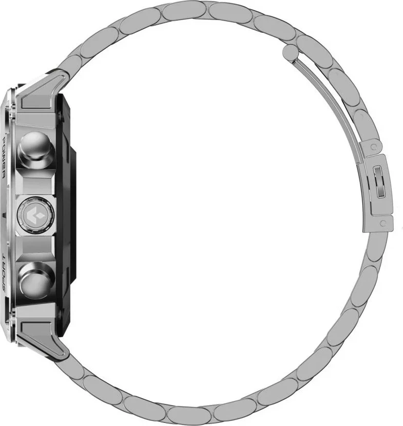 Smartwatch Garett Atom 1.43\" AMOLED, Bluetooth thirrje, IP68, 370 mAh, argjendtë, set me rrip shtesë silikonik