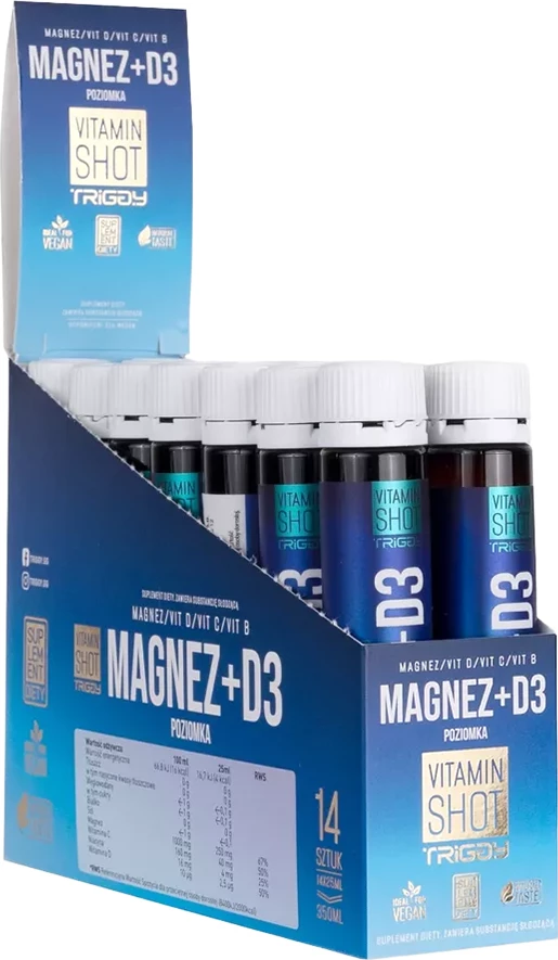 Vitamina Magnez + Vitamin D3 Shots - Për Energji dhe Shëndet (25ml x 14)