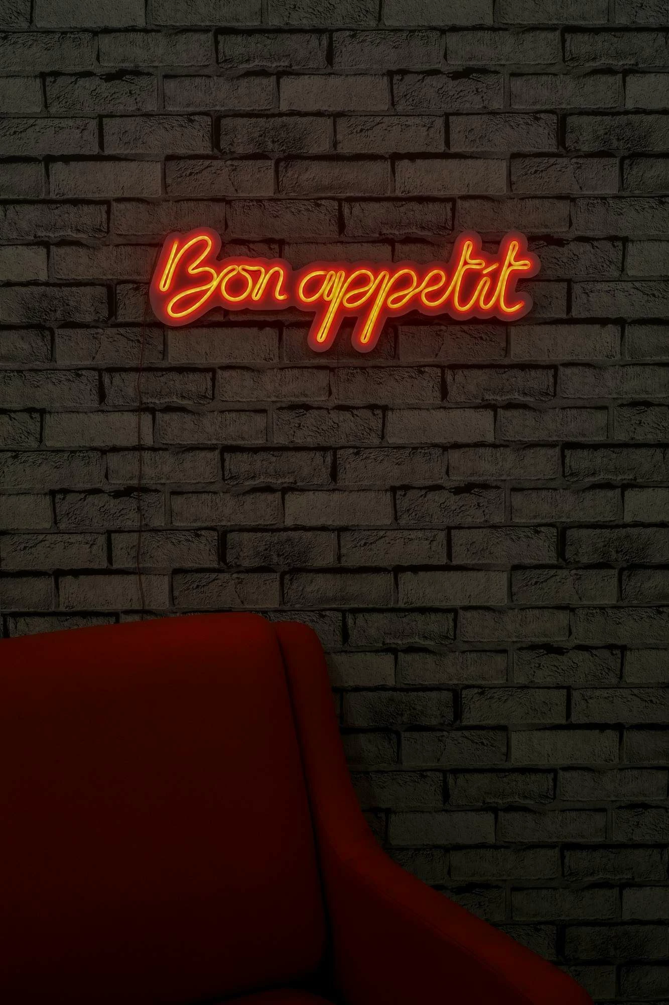 Dekor dritash LED plastike, 'Bon Appetit', ngjyrë e kuqe
