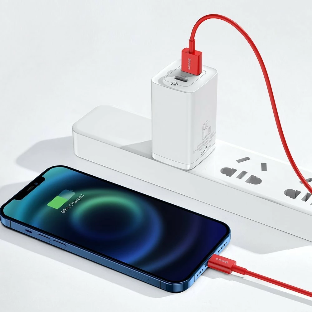 Kabllo Baseus Superior CALYS-A09, USB në Lightning, 1m, 2.4A, Kuqe