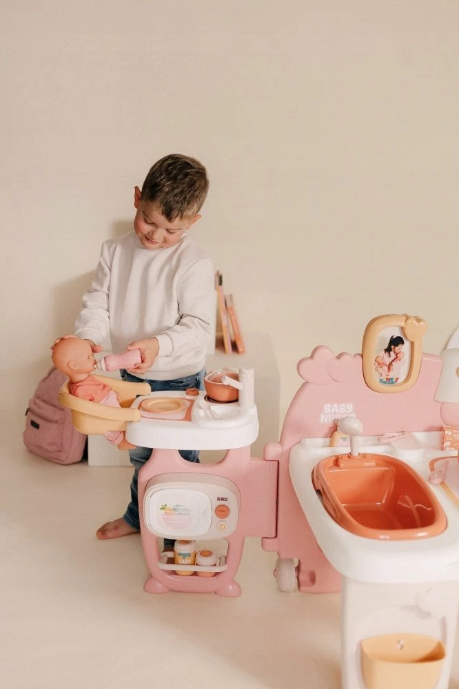 Set kënd kujdesi për kukulla Smoby Baby Nurse Care Corner 7600220394, i palosshëm me rrota