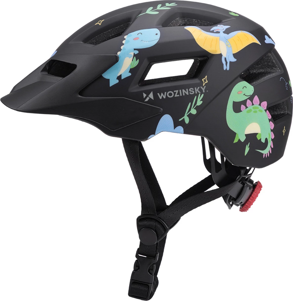 Helmetë biçiklete për fëmijë MTB, Wozinsky HT-45CS, rregullim 360°, vizor i heqshëm, S (52-56 cm), e zezë