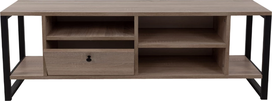 Komodë TV SPACE, 2 rafte, 1 sirtar, ngjyrë sonoma e zezë, 120x35x45cm