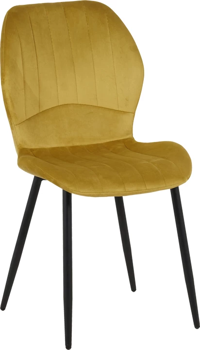 Tavolinë me karrige Jelour, ngjyrë e verdhë, tavolinë Orbital, e zezë, 120x76cm, set 5 copë