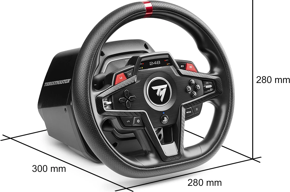 Volan garash Thrustmaster T248R, PC/PS5/PS4, force feedback 3.1 Nm, LCD, me set 3 pedale T3PM, i zi