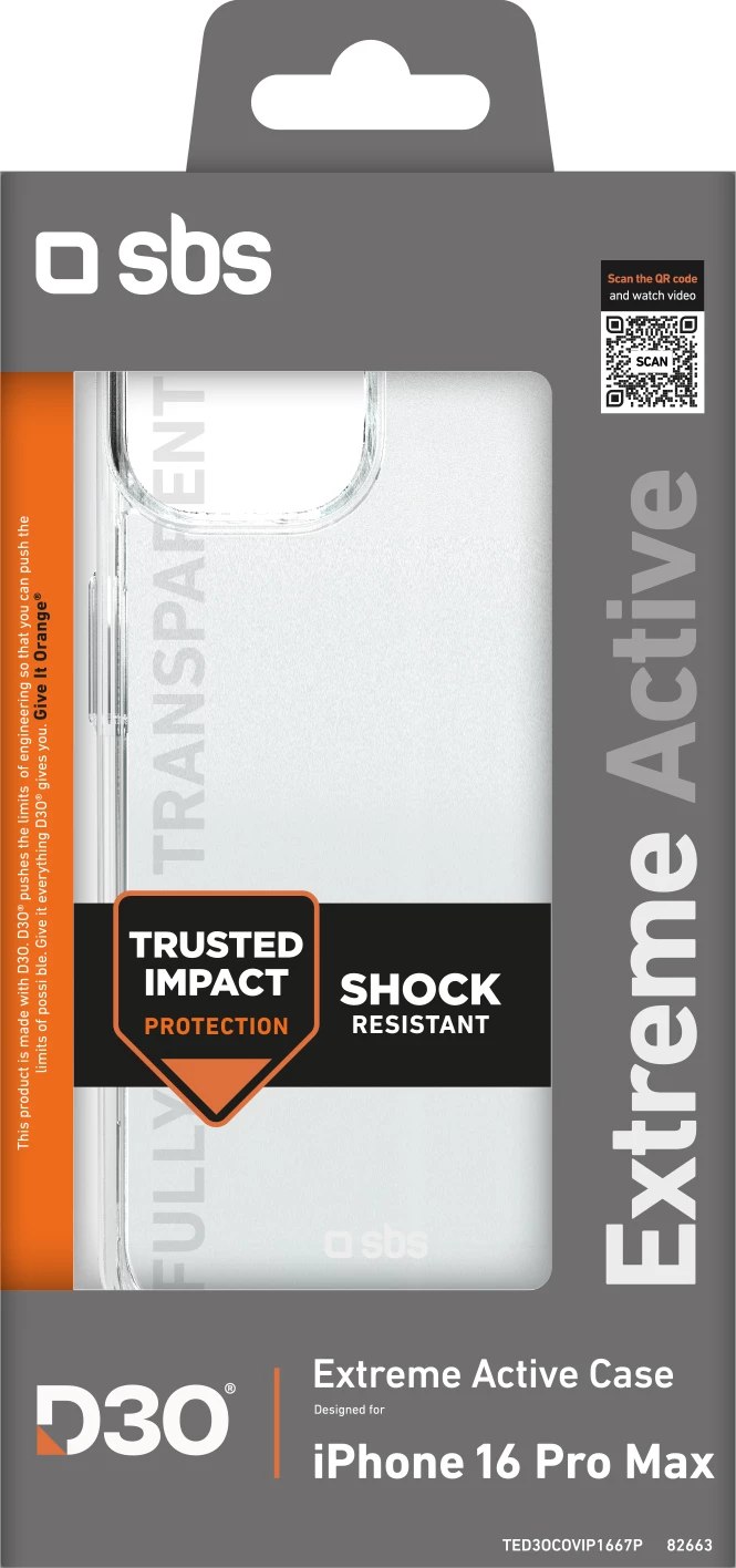 Mbështjellës SBS Extreme Active D3O për iPhone 16 Pro Max, Transparent
