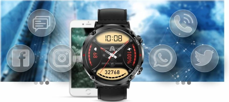 Smartwatch Gravity për meshkuj, e zezë