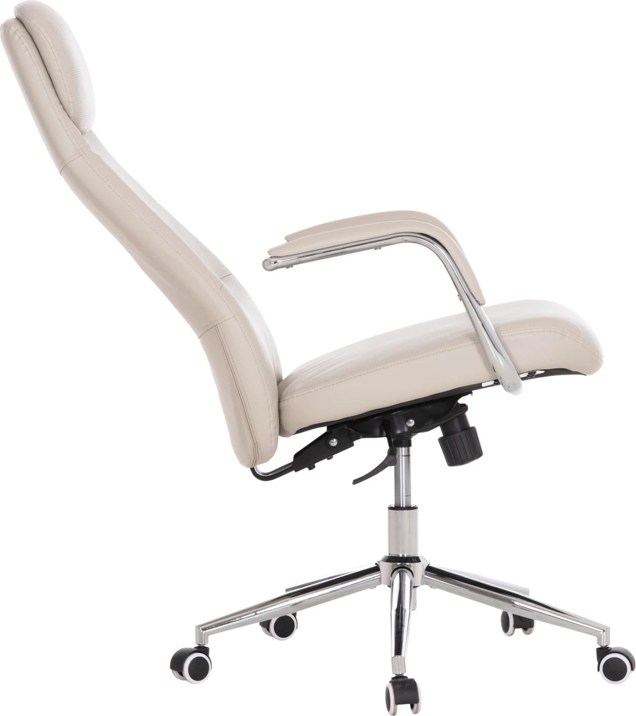 Karrige zyre SONTY, lëkurë sintetike gri e çelët, bazë kromi, FH18354.10, 64x68x125cm