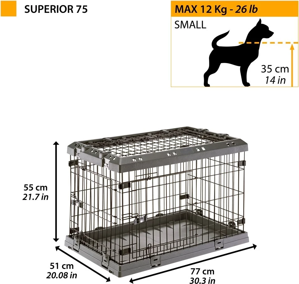 Kafaz për qen Ferplast Superior 75, 77 x 51 x 55 cm