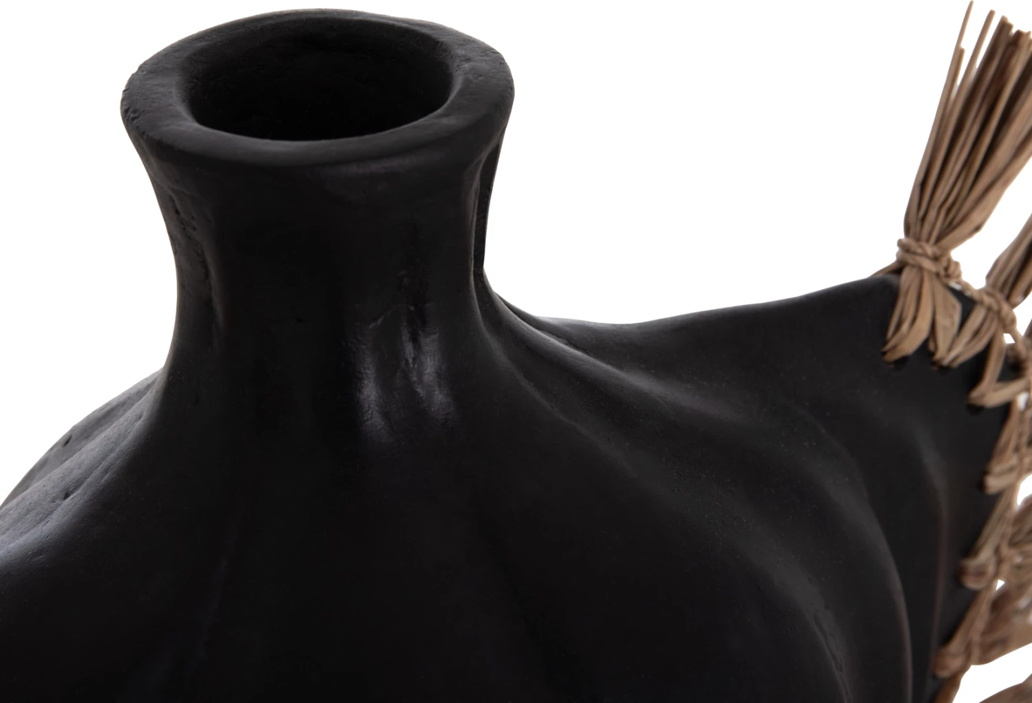 Vazo dekorative tavoline JEBB, terrakotë e zezë me bar të thatë, FH4689.01, 32x15x33H cm