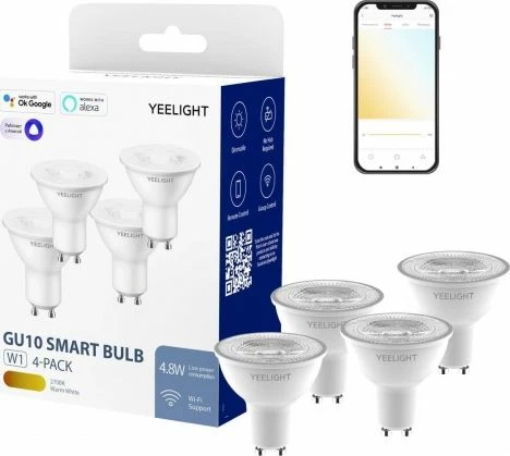 Llambë smart GU10 Xiaomi Yeelight W1 YLDP004, dimmable, set 4 copë, e bardhë