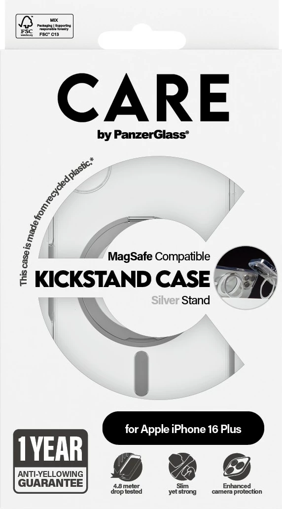 Mbështjellës PanzerGlass CARE Case, MagSAFE, për iPhone 16 Plus, transparent
